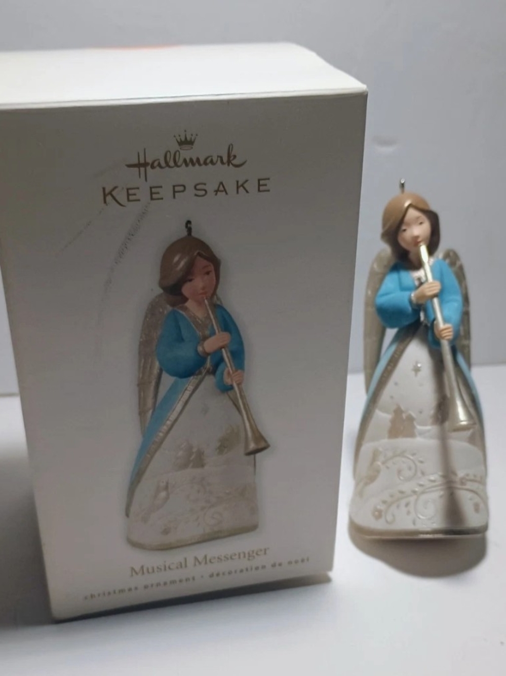 Hallmark Blue and White Musical Messenger Angel Figurine